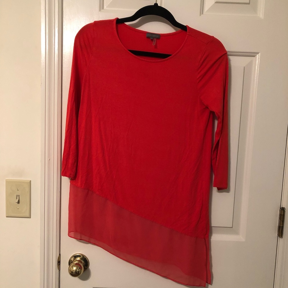 Bright mango asymmetrical blouse